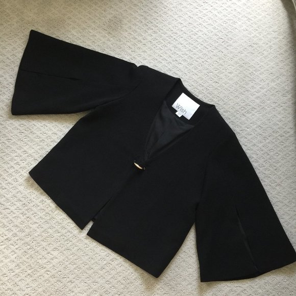 WISH Australian Label Black Olay Jacket Capelet Split Sleeves Size USA 6 AUS 10 - Picture 5 of 12